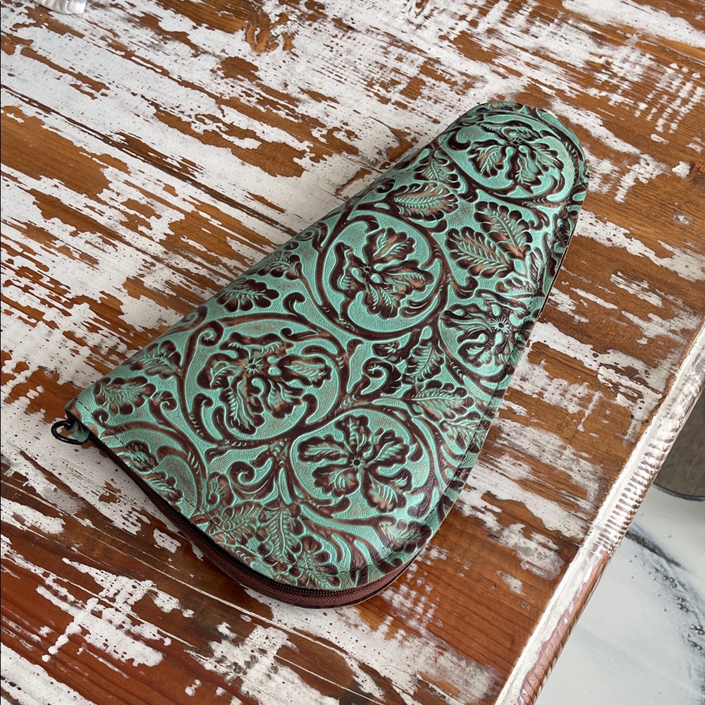 Turquoise Tooled Leather Pistol Case